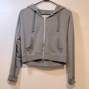 Cotton on womens cropped gray zip up sweatshirt size medium